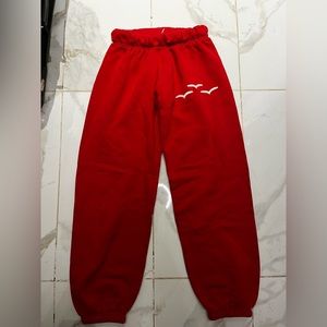 Red lazy sweatpants